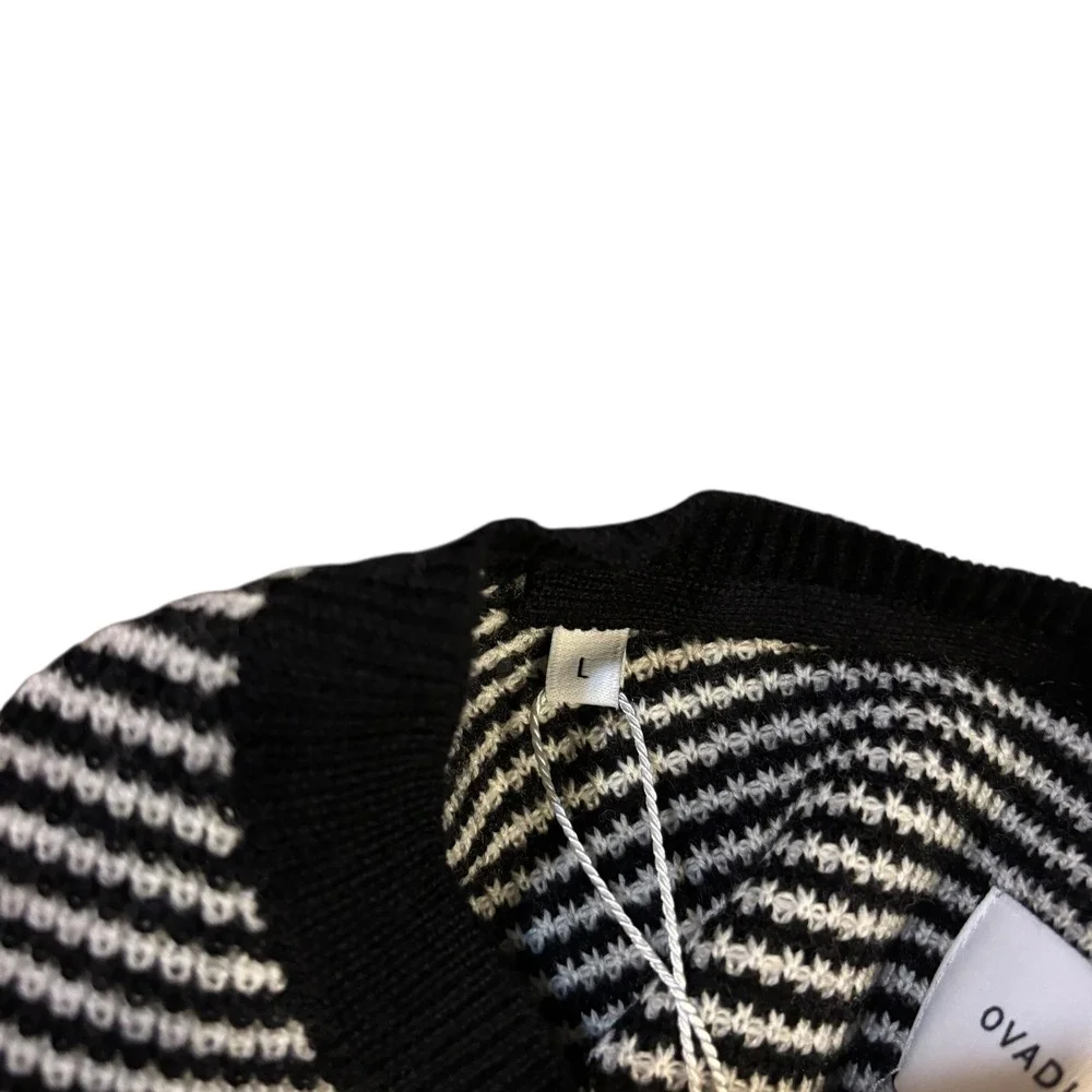 Ovadia & Sons New York Wool Striped Long Sleeve Knit‎ Henley Top Men's